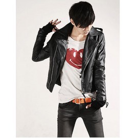 Hot Sale Men's Slim Fit Buckles Collar Leather PU ..