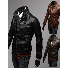 Men Faux Leather Top , Belt Not Included
