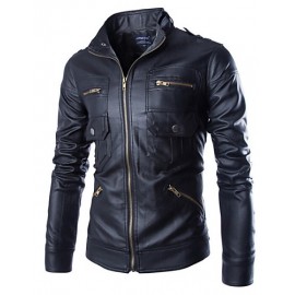 Men's Casual Long Sleeve Regular Jacket (Calfskin)