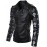 Men's Long Sleeve Casual Jacket,PU / Cotton Print Black