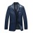 Men's Long Sleeve Casual JacketPU Solid Black / Blue