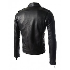Men Punk Skull Embroidery Motorcycle Leather Jacket