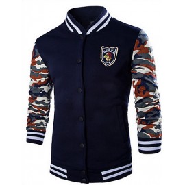 Men's Sports Hoodie Jacket,Solid Stand Micro-elastic Cotton Long Sleeve Fall / Winter