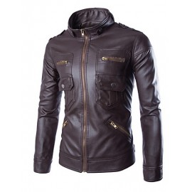 Men's Casual Long Sleeve Regular Jacket (Calfskin)