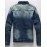 Men's Long Sleeve Plus Size Jacket,Cotton Solid Blue