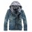Men's Pure Long Sleeve Hooded Jacket , Denim Casual