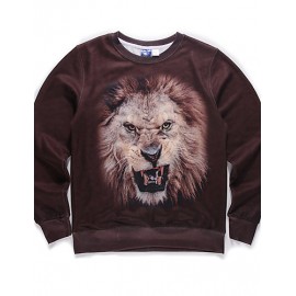 Holiday Simple / Active / Punk & Gothic Regular HoodiesAnimal Print Multi-color Round Neck Long Sleeve Polyester