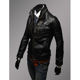 Men Faux Leather Top , Belt Not Included