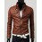 Men Stand Collar Slim Leisure Long Sleeve JacketTop , Belt Not Included