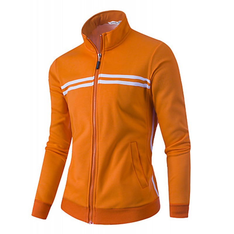 Men's Casual/Daily / Sports Sweatshirt,Striped Stand Micro-elastic ...