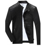 Men's Long Sleeve Casual / Work / Sport Jacket,PU / Cotton / Rayon / Polyester Solid Black / Blue / Brown / Red