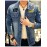 Men's Long Sleeve Casual Jacket,Cotton Solid Blue