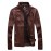 Men's Casual Stand Up Collar Washed Leather Motorcycle Jacket,Lined