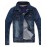 Men's Long Sleeve Casual Jacket,Cotton Solid Blue