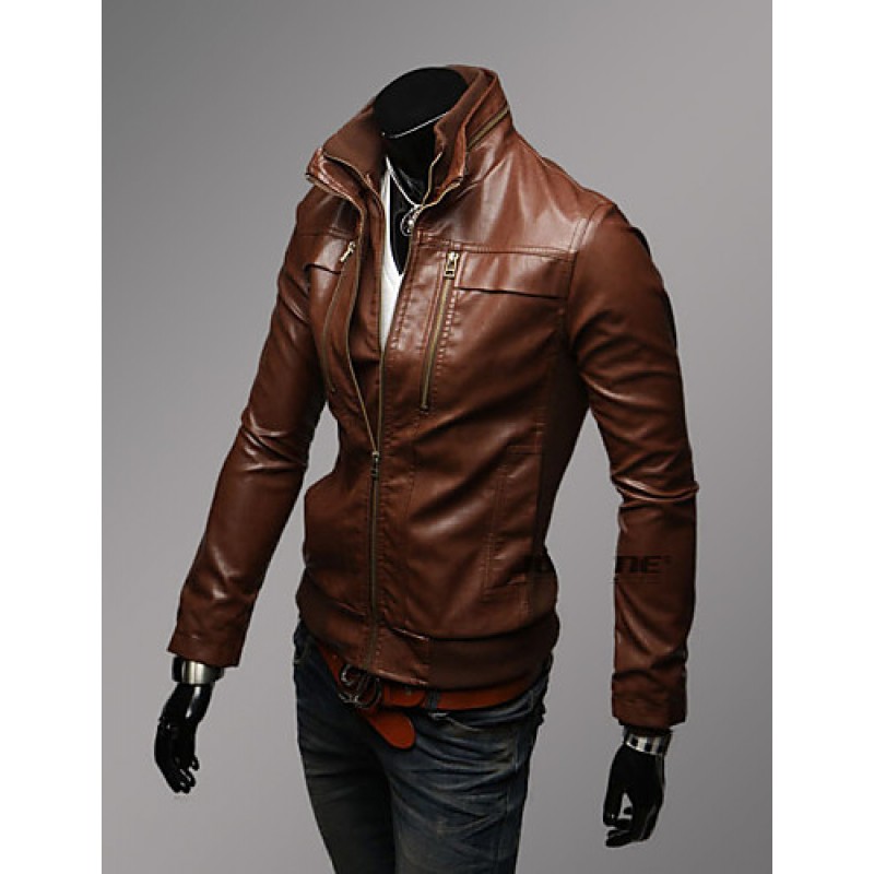 Men Faux Leather Top , Belt Not Included