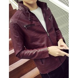 In the spring of 2016, PU leather strap pocket men's leather jacket on the Korean youth tide men's clothes