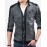 Men's Long Sleeve Casual Jacket,Polyester Solid Black / Blue